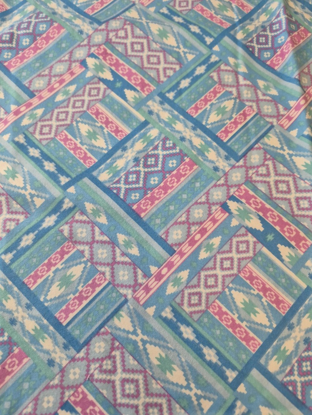 Colorful Geometric Flannel Fabric Turquoise Pink Purple 1 Yard